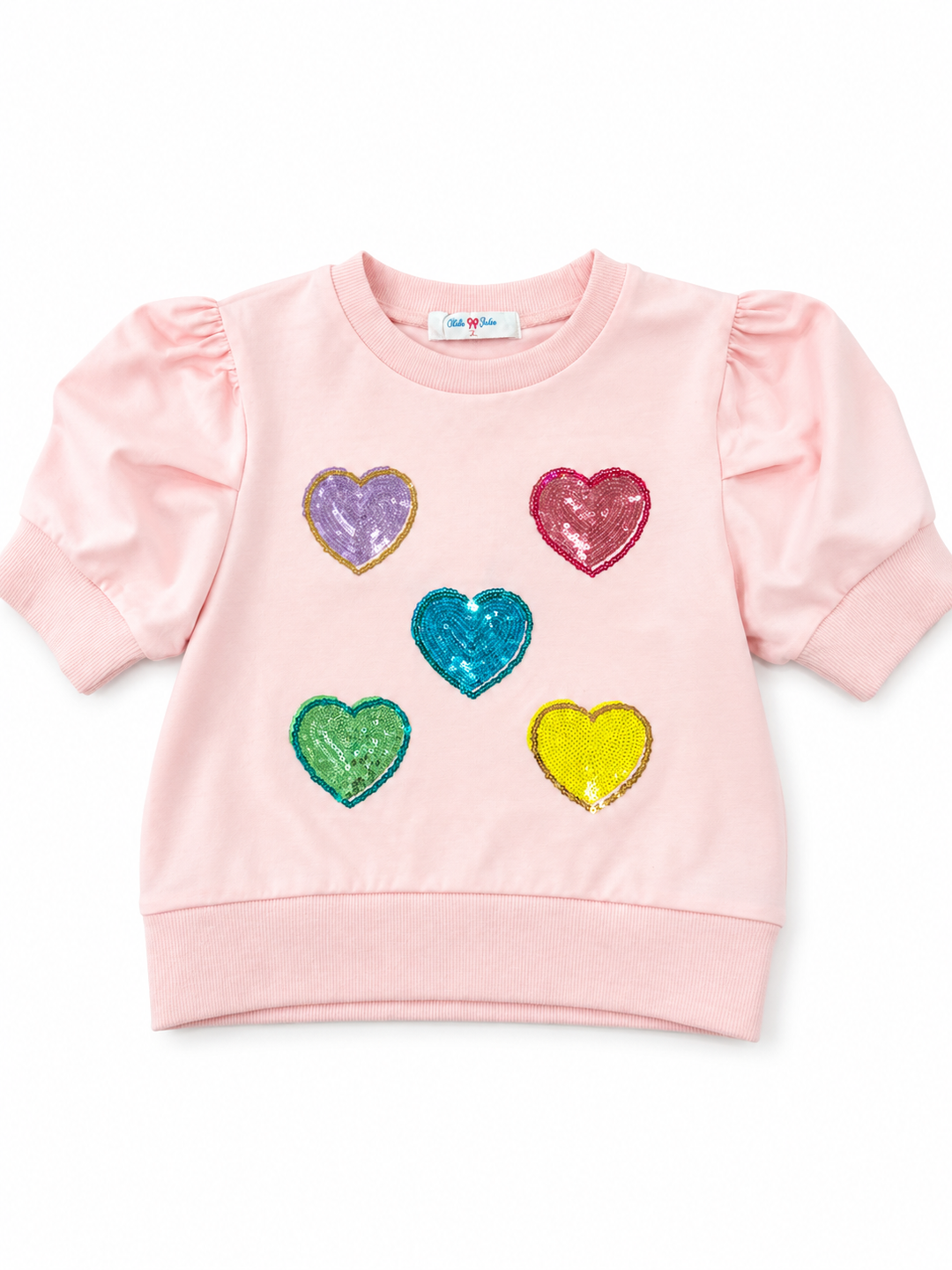 Heart Puff Sleeve Shirt/Pink