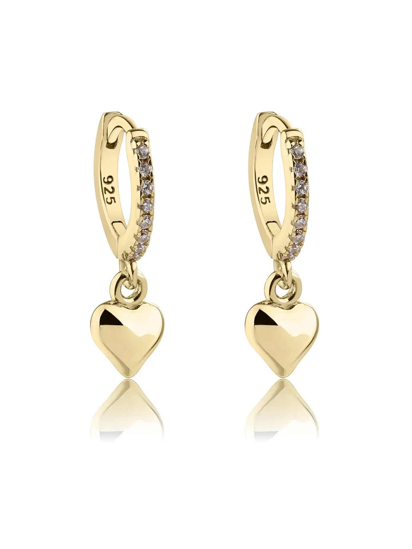 14K Gold-Plated Huggie with Heart Earrings