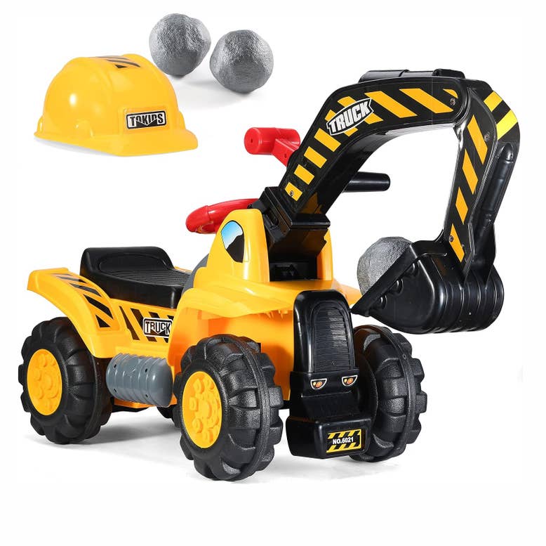 Ride-On Toy Tractor Excavator For Kids with Helmet