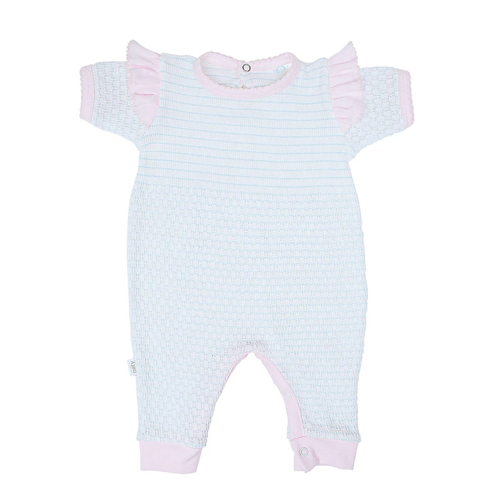 Paty Inc. Pink and Blue Ruffled Romper