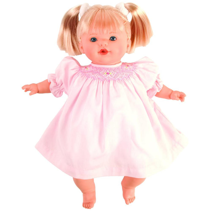 Rosalina Doll - Pigtails Brunette Megan 15'' - Brown Eyes, Pink Dress