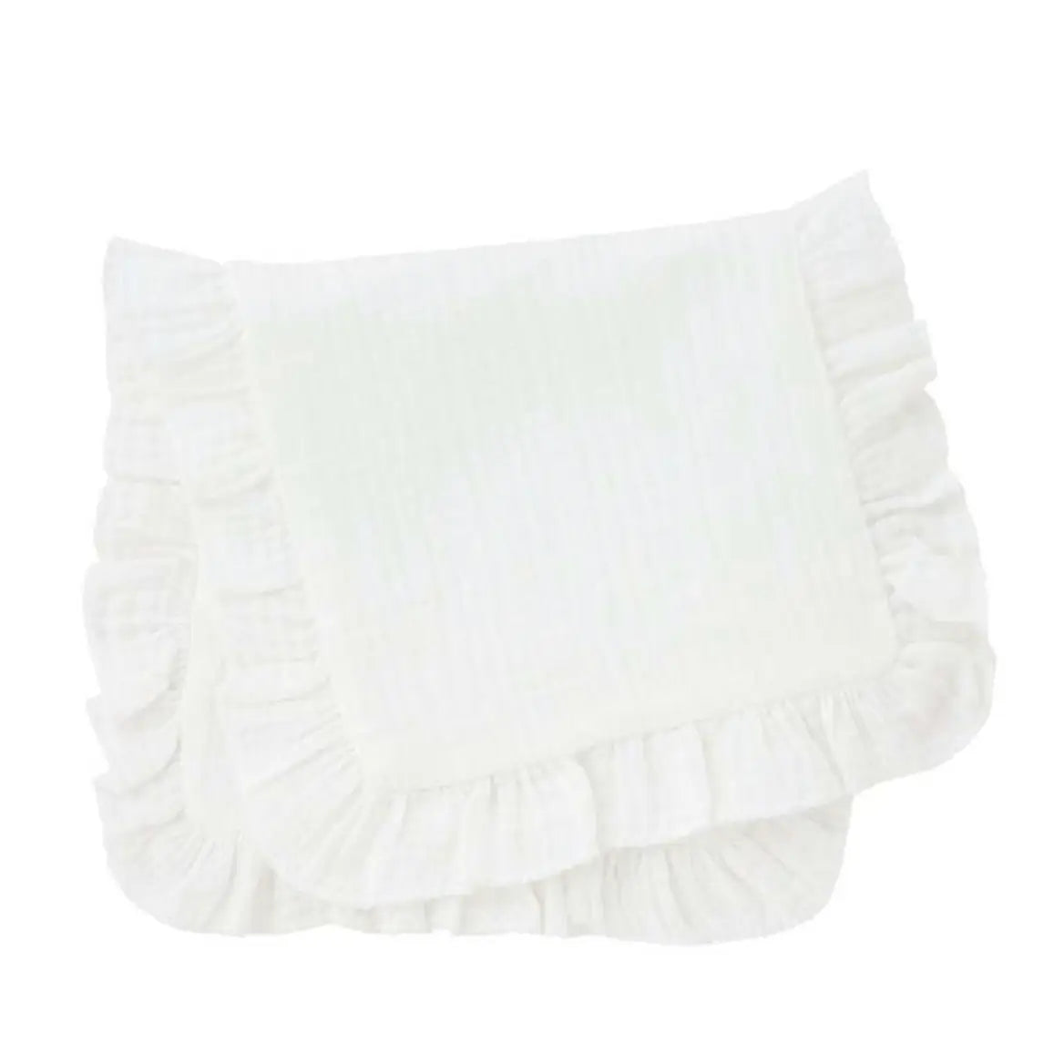 Muslin Ruffle Burp- White