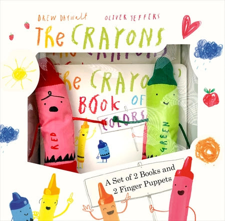 Crayons Board Books (2 Books) and 2 Finger Puppets
