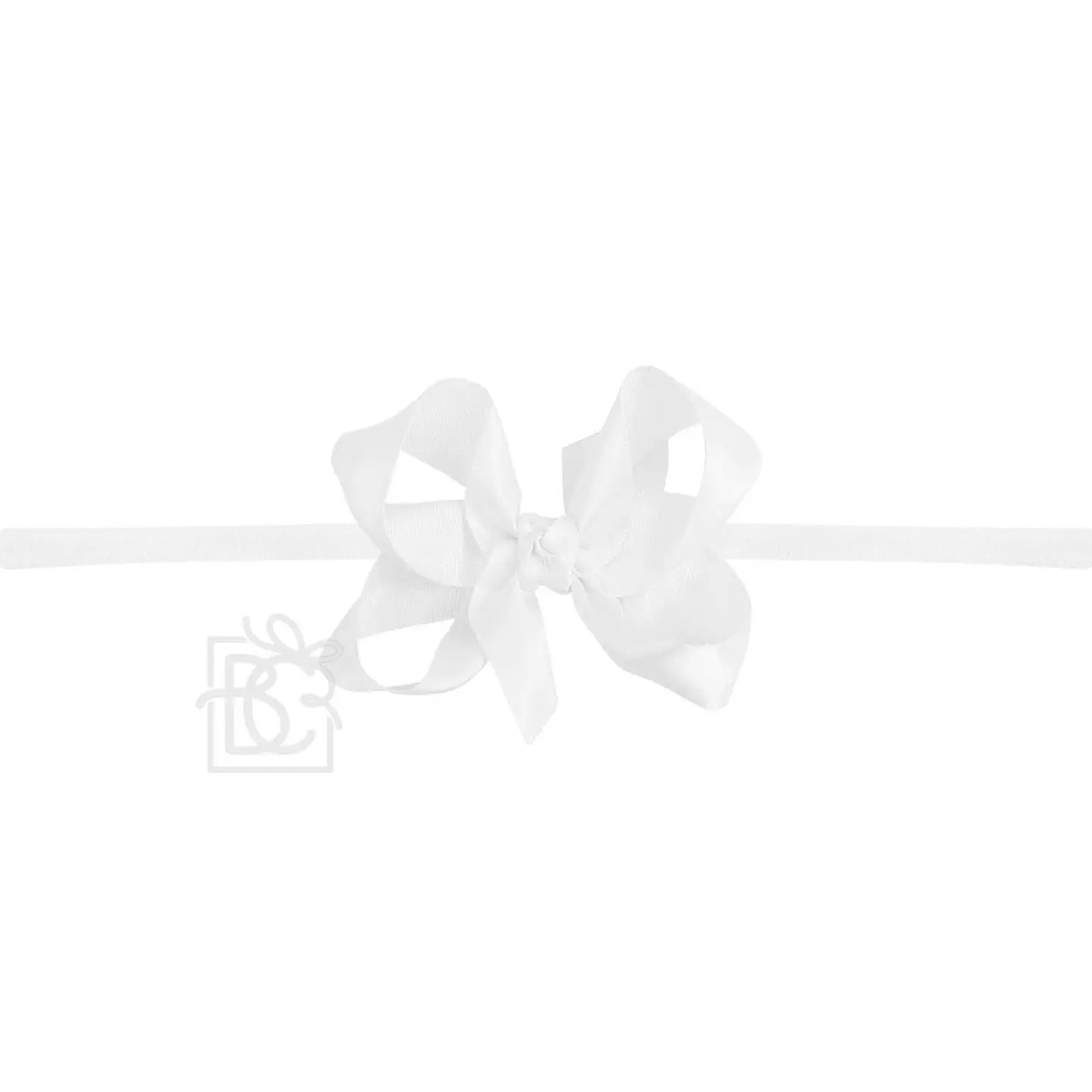 1/4" Headband w/  3.5"  Satin Bow- White