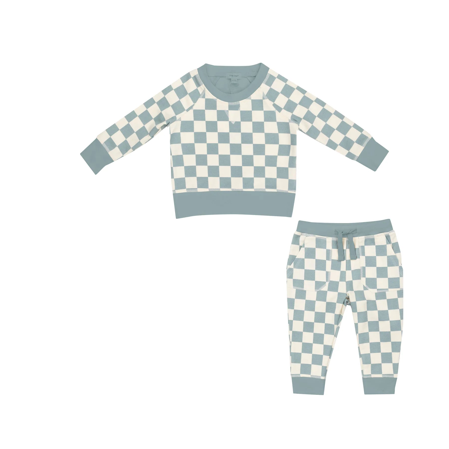 Sweatshirt & Jogger Set- Checkerboard Gray Mist