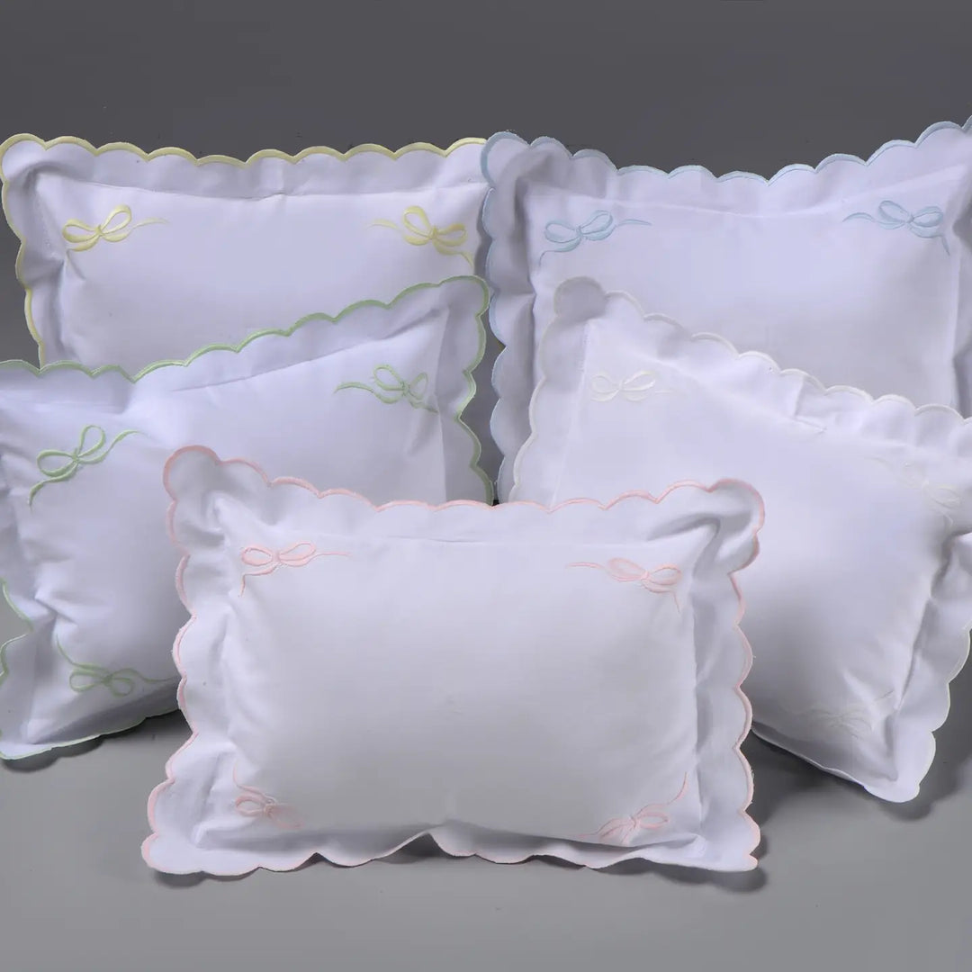 Four White Bows Petite Pillow w/insert  10x14- White