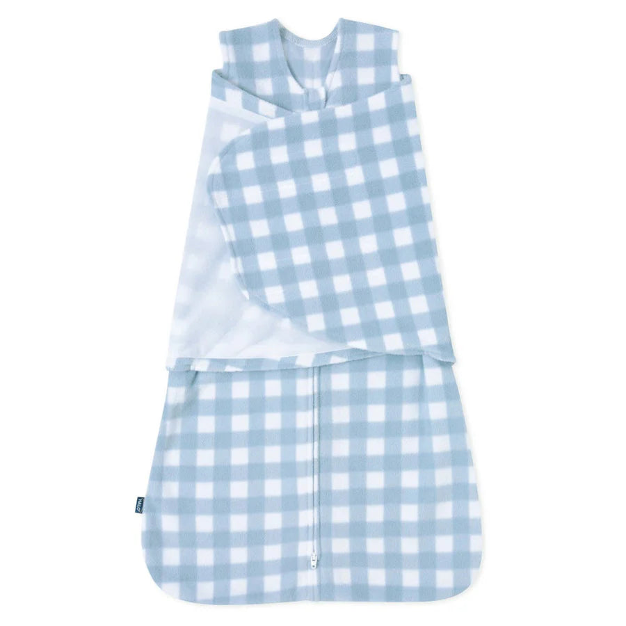 Micro- Fleece Sleepsack Swaddle- Gingham Blue