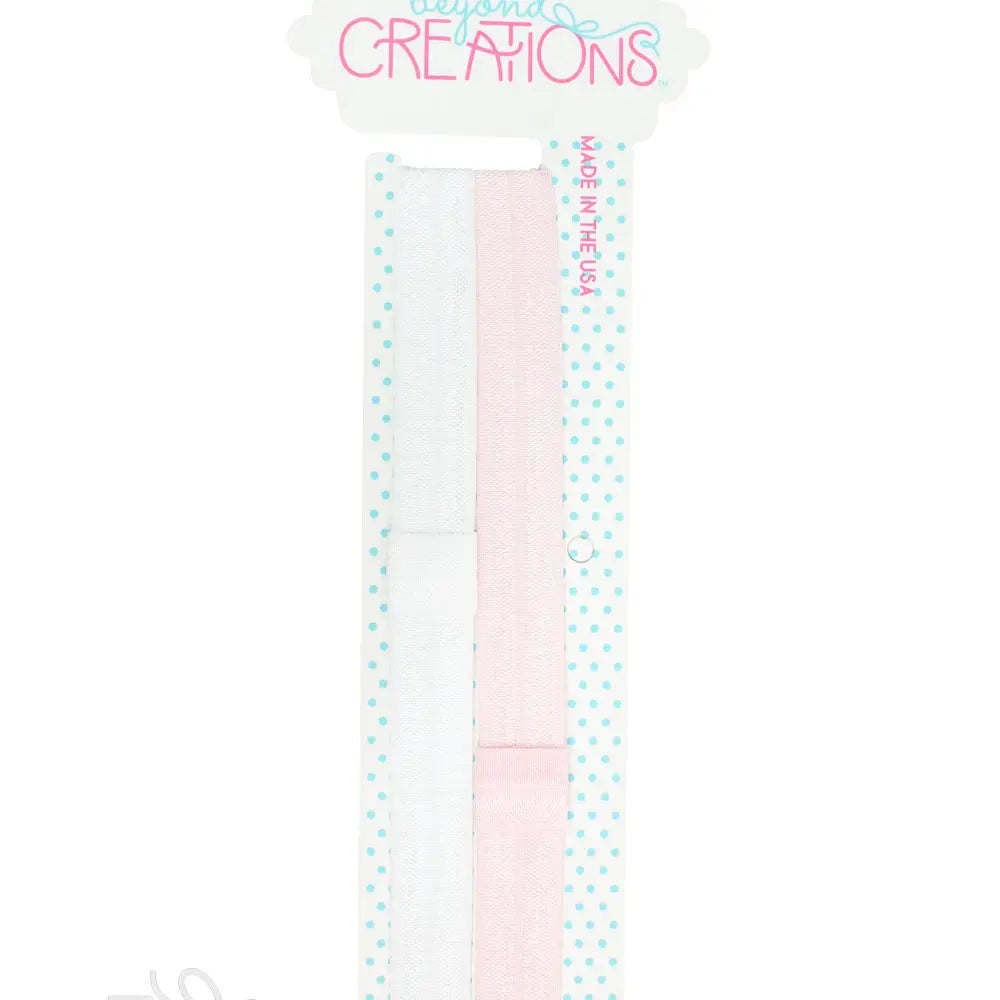 Skinny Elastic Headband Pack- Wt/Lt. Pink