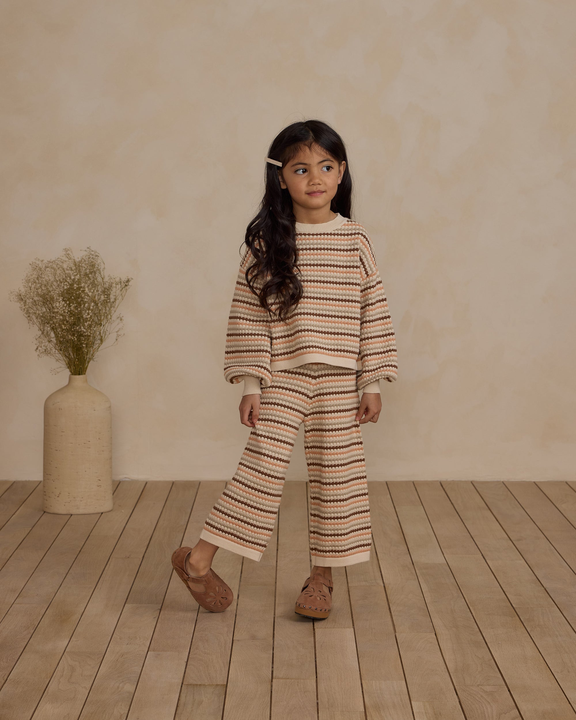 Honeycomb Stripe Sweater & Wide Leg Pant Set