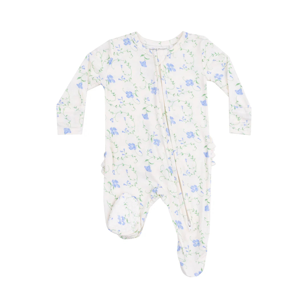 Sweet Vines 2 Way Ruffle Zip Footie- Ivory