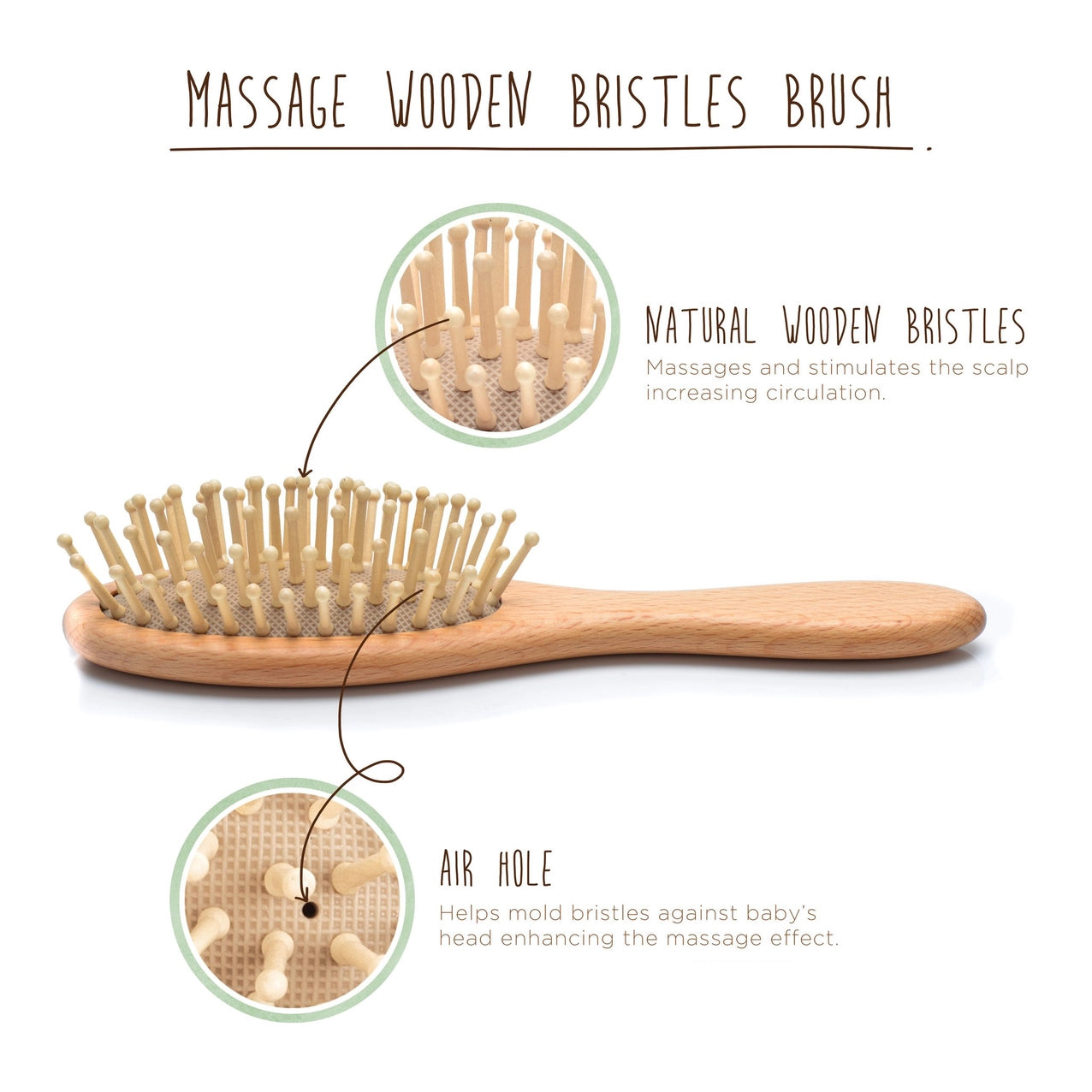 Wooden Baby Hair Brush Set