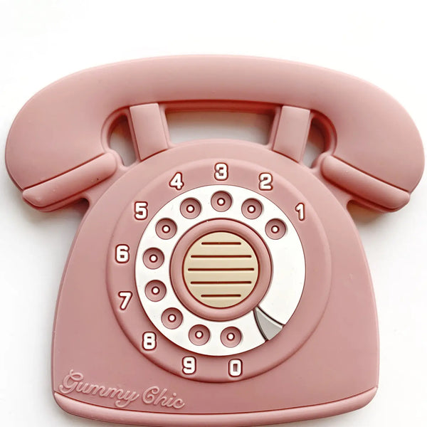 Teether- Rotary Dial Phone Rose