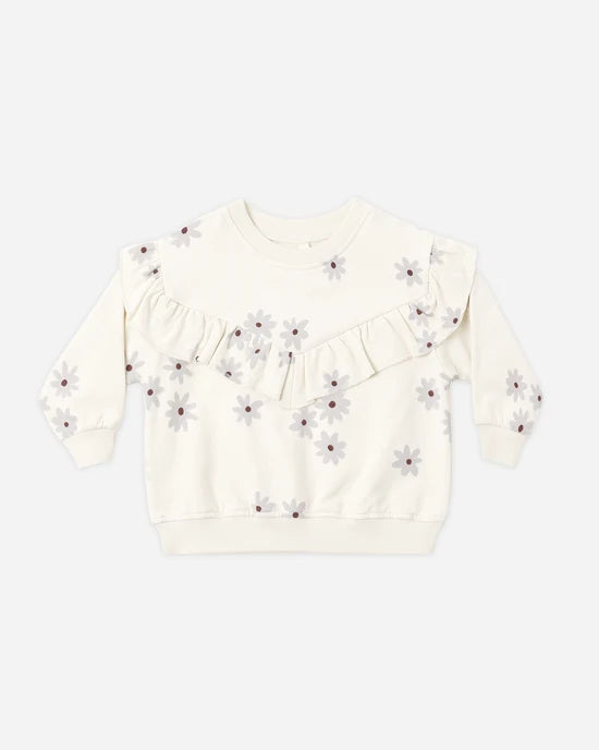 Ruffle Fleece Sweatshirt Blue Daisy