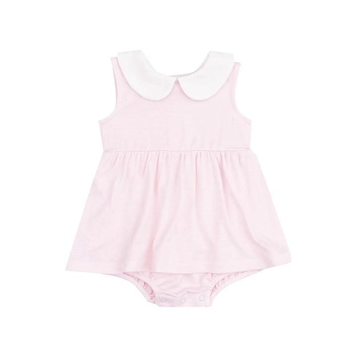 Stripe Classic Pink Peter Pan Collar Bubble W/ Skirt