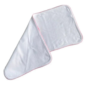 Layette Burp Cloth- White with Pink Trim