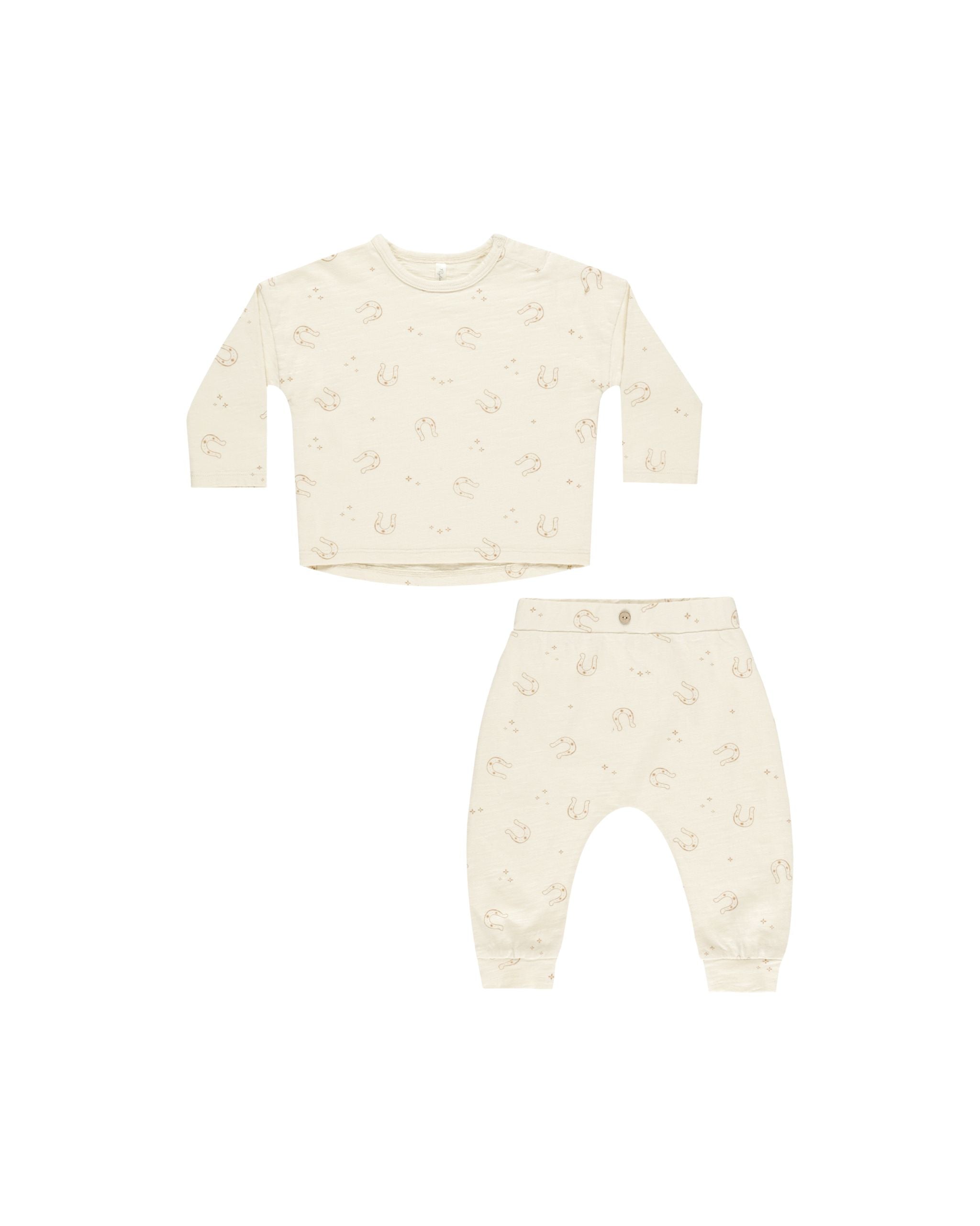 LS Tee + Pant Set- Horseshoes