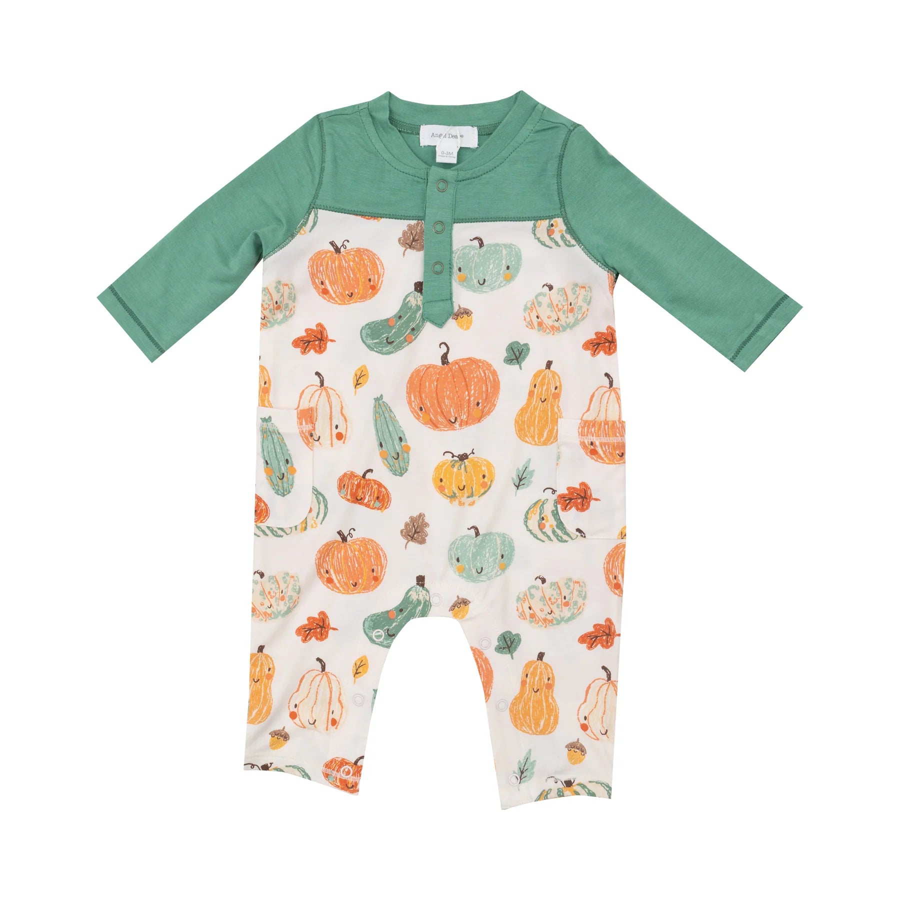 Romper W/ Contrast  Sleeve- Crayon Pumpkins