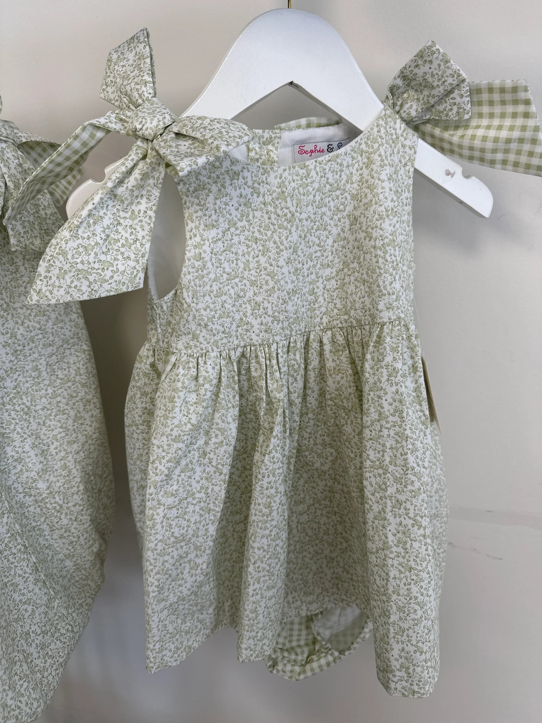 Fresh Buds Bow Dress Sage Green