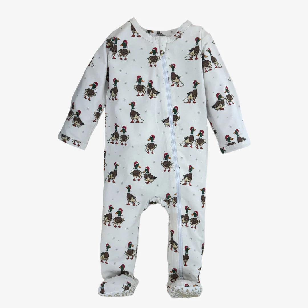 Modal Zip Foot Pajama- Duck the Halls