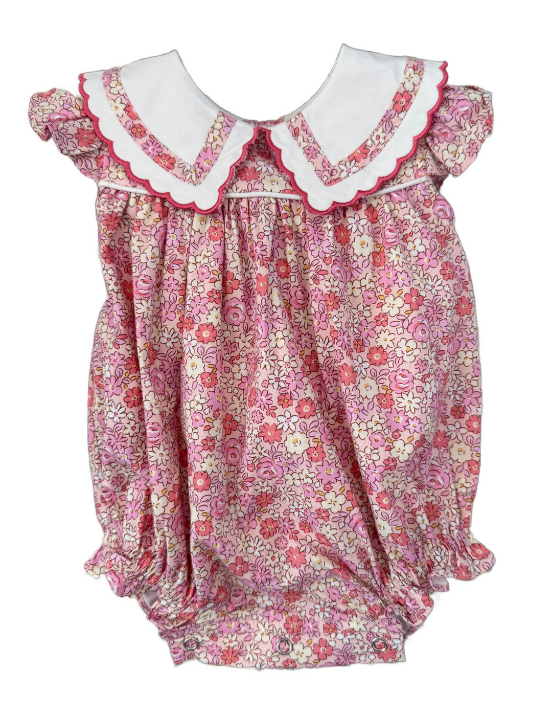 Trimmed Collar Tie back Bubble/Pink Floral