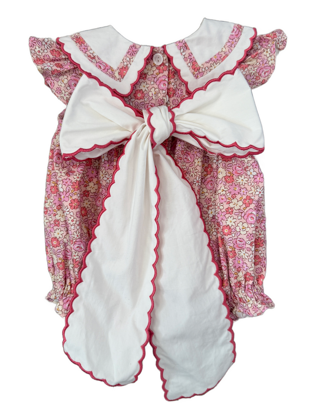 Trimmed Collar Tie back Bubble/Pink Floral