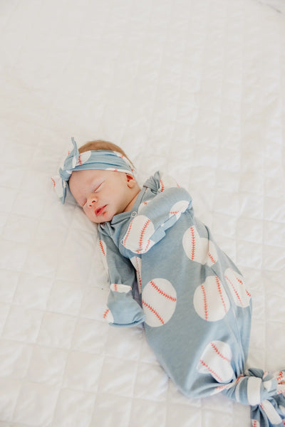 Newborn Knotted Gown- Slugger