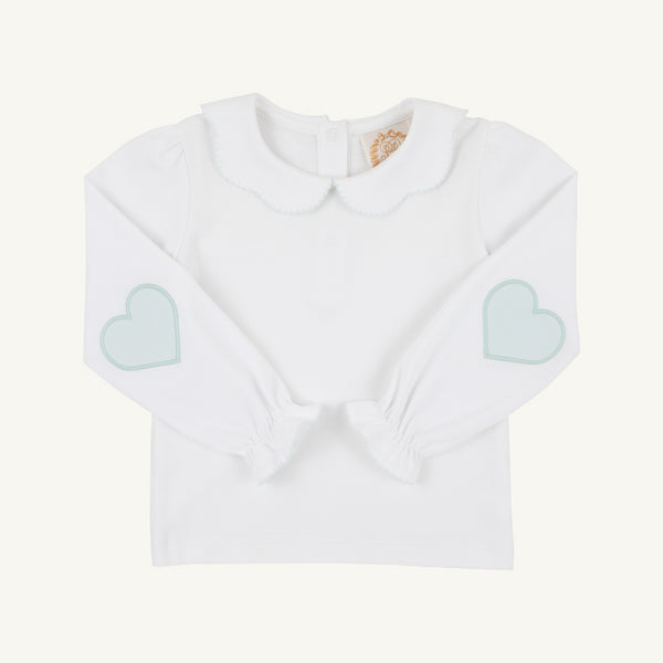 Emma's Elbow Patch Top | Worth Ave White / Old Greenwich Green