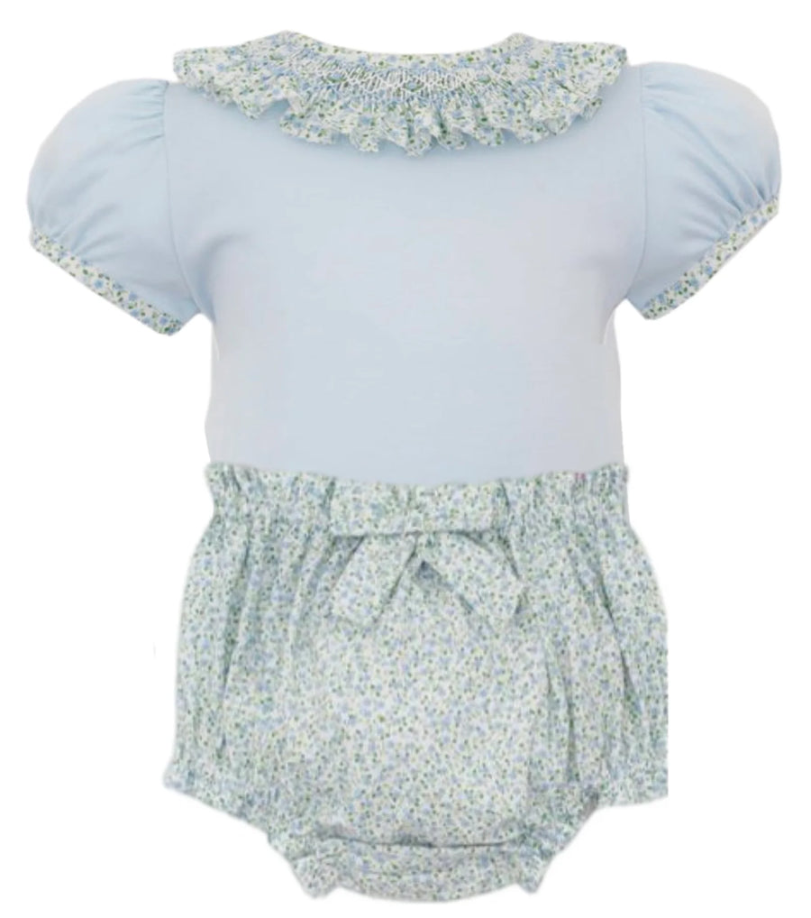 Smocked Bloomer Set - Blue Floral