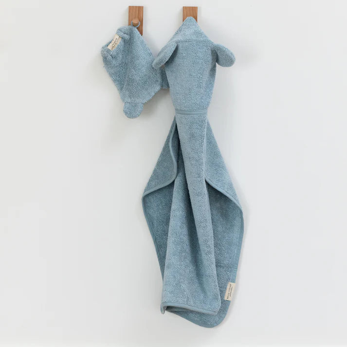 Hooded Towel + Wash Mitt Set- Fog