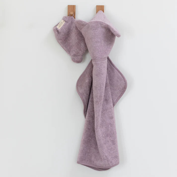 Hooded Towel + Wash Mitt Set- Orchid