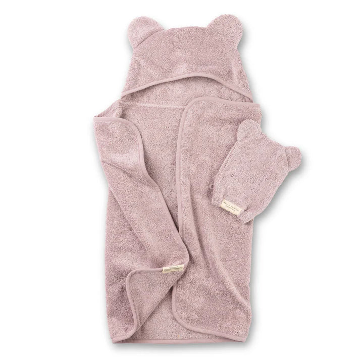 Hooded Towel + Wash Mitt Set- Orchid