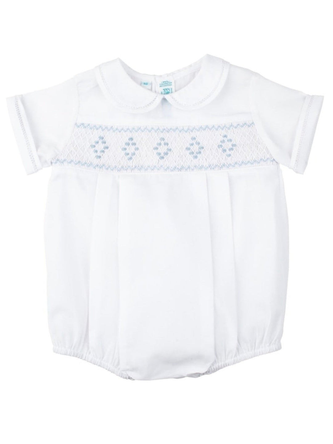 Diamond Smocked RomperIWhite/Blue