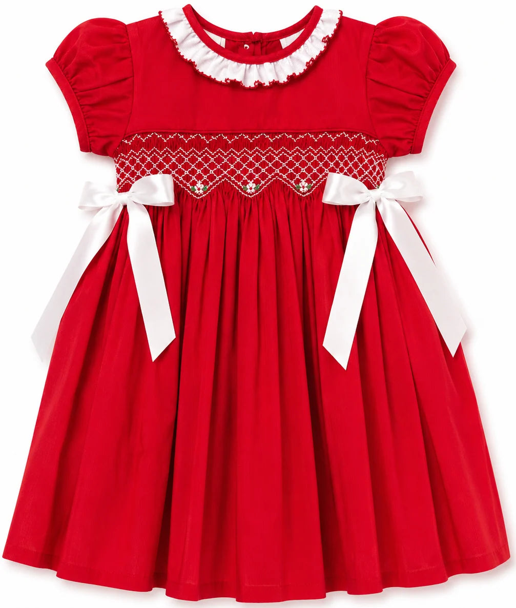 Rose Red Smocked Waist Dress