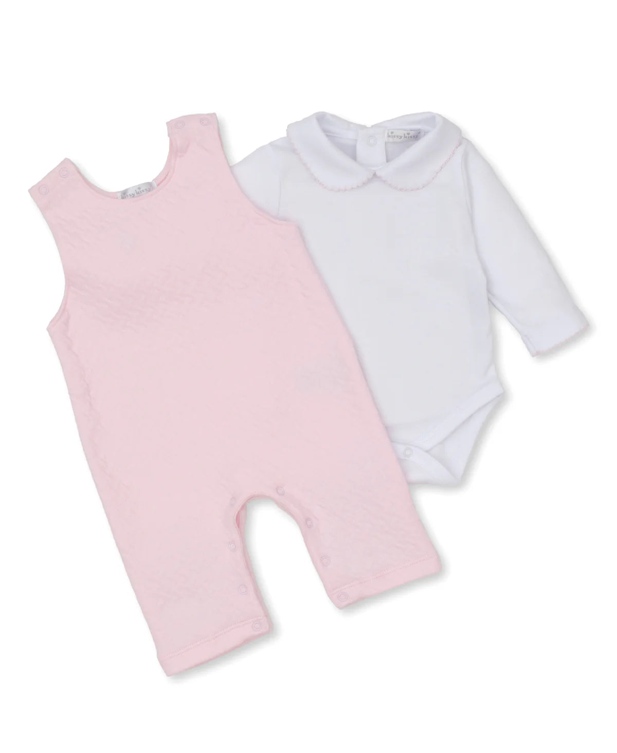 Jacquard Overall Set-  Pink/ White