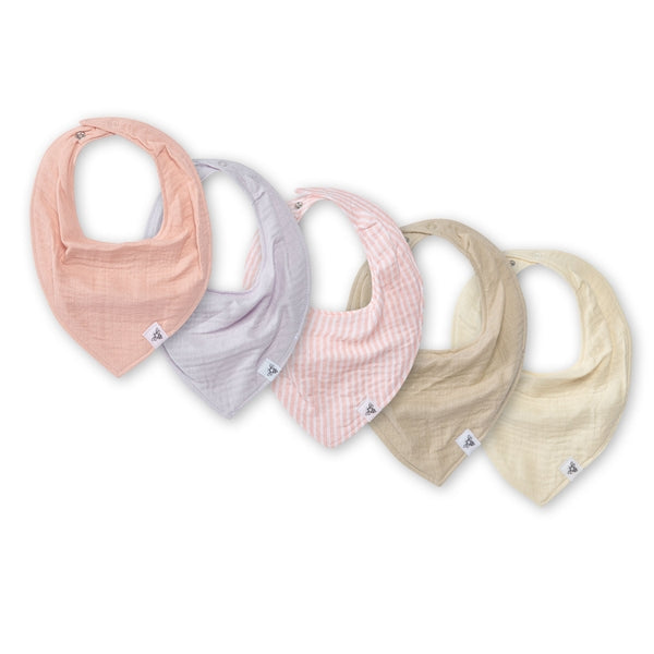 Organic Cotton Bandana Bibs - Set of 5 - Pink