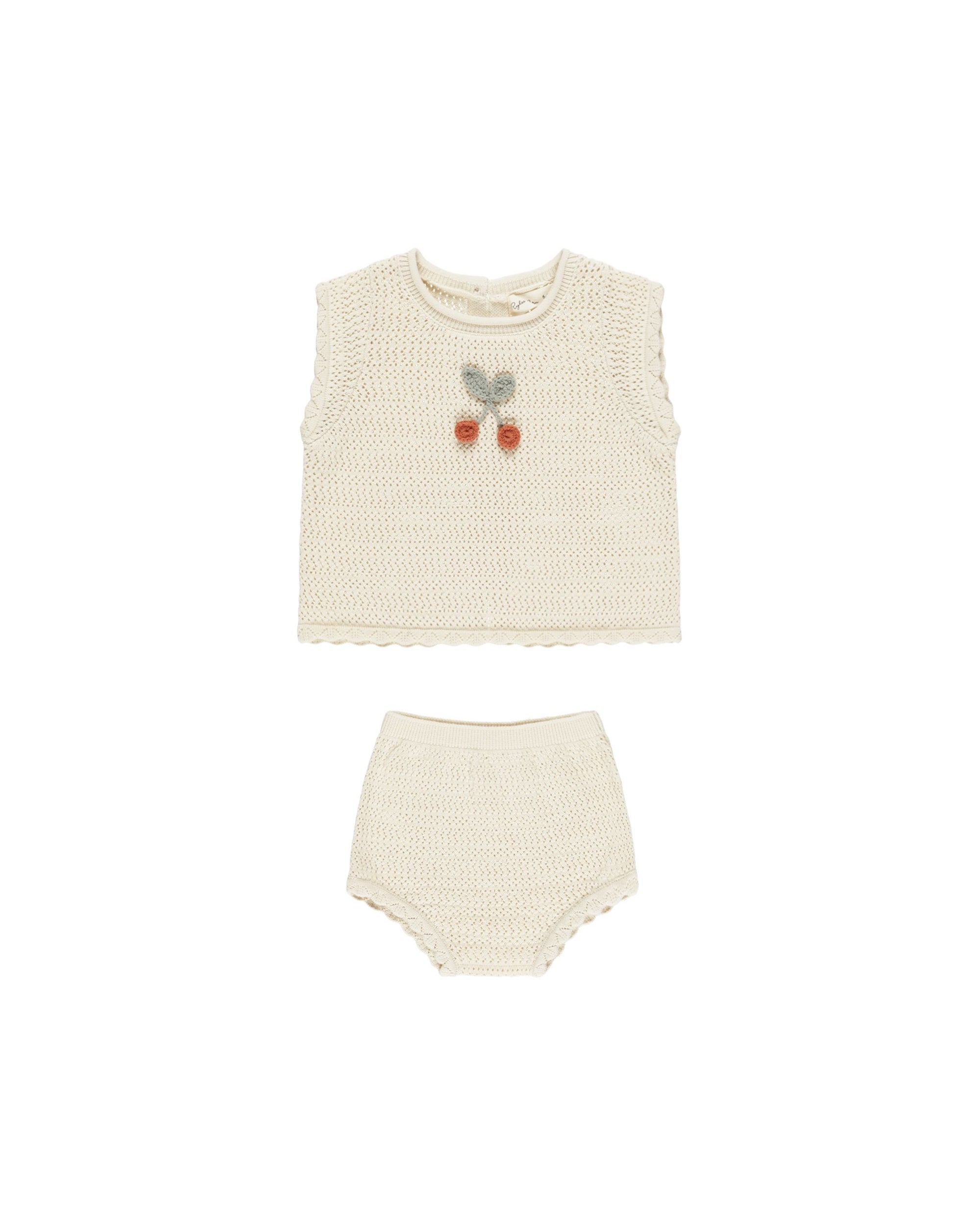 Scallop Knit Set- Cherry