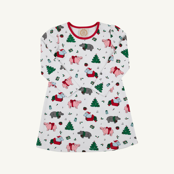 LS Penny Play Dress/Hippo Christmas