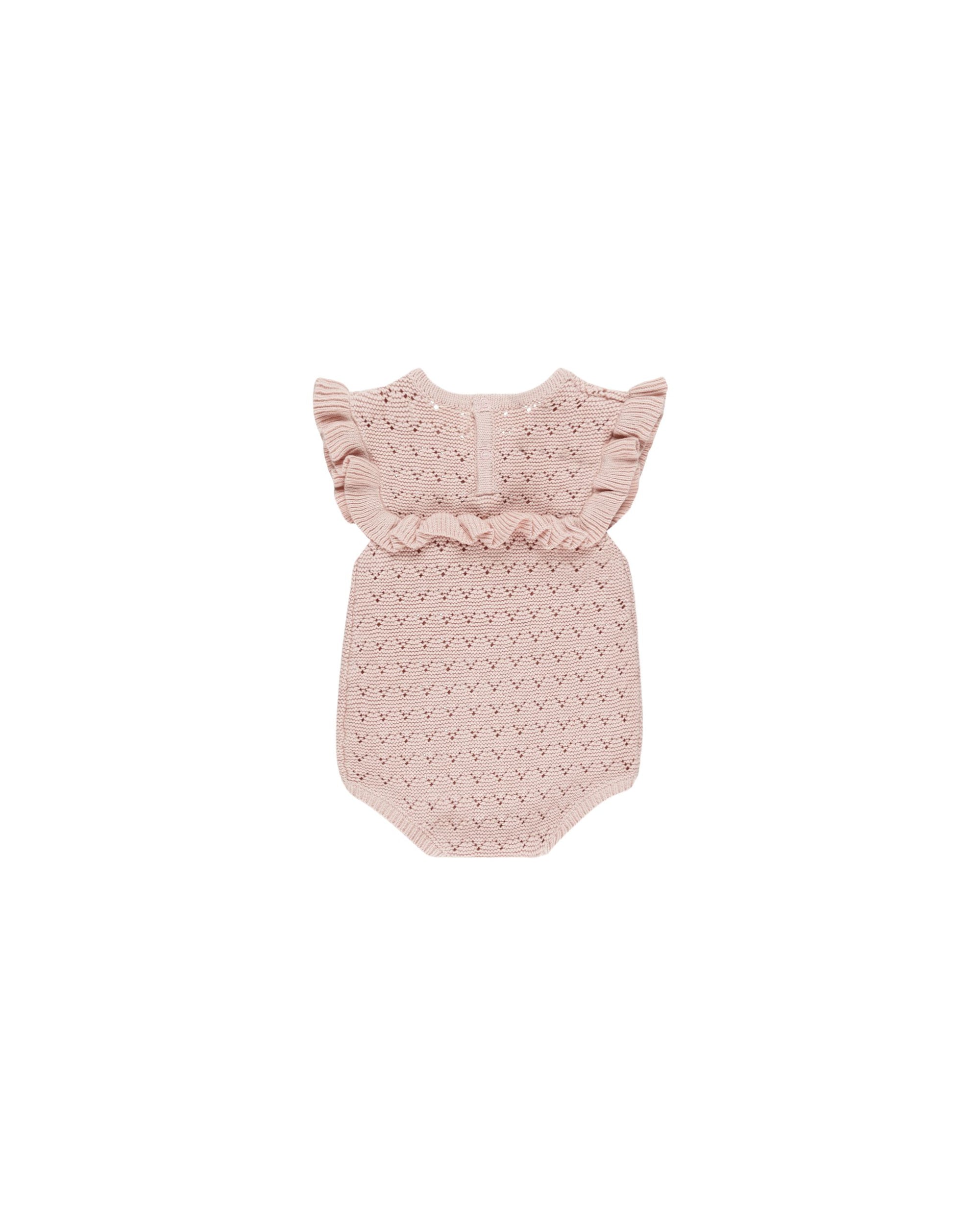 Pointelle Ruffle Romper- Bubblegum