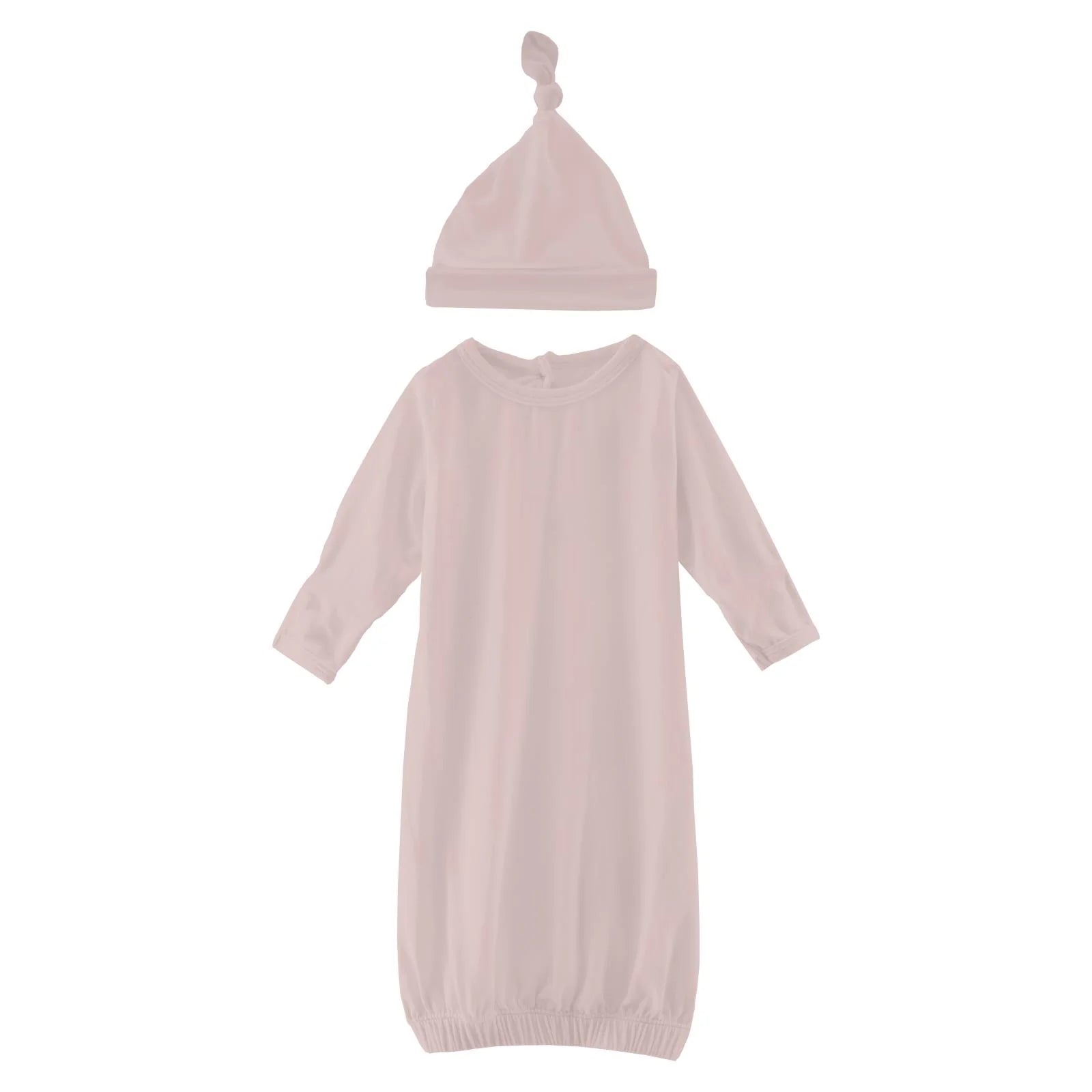 Layette Gown & Single Knot Hat Set- Baby  Rose