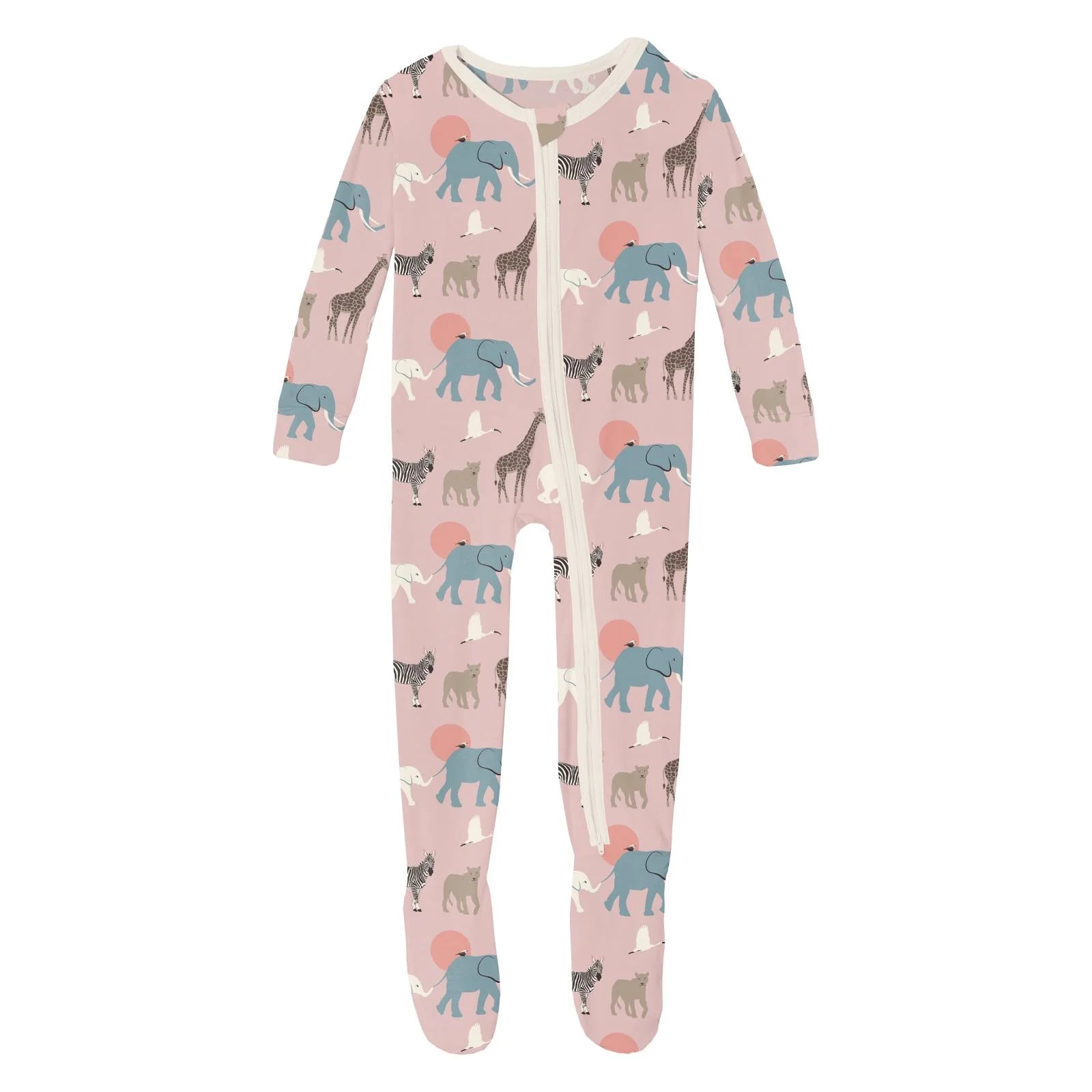 Footie w/2 Way Zipper- Baby Rose Just So Animals