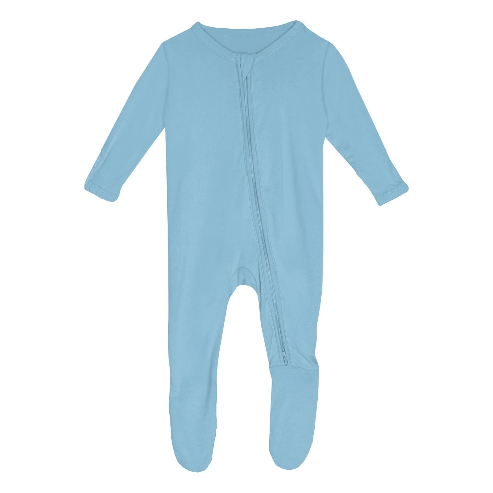 Footie w/2 Way Zipper- Seaside Blue