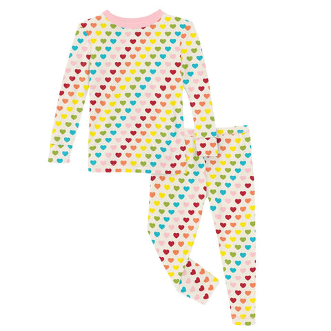 L/S Pajama Set- Rainbow Hearts