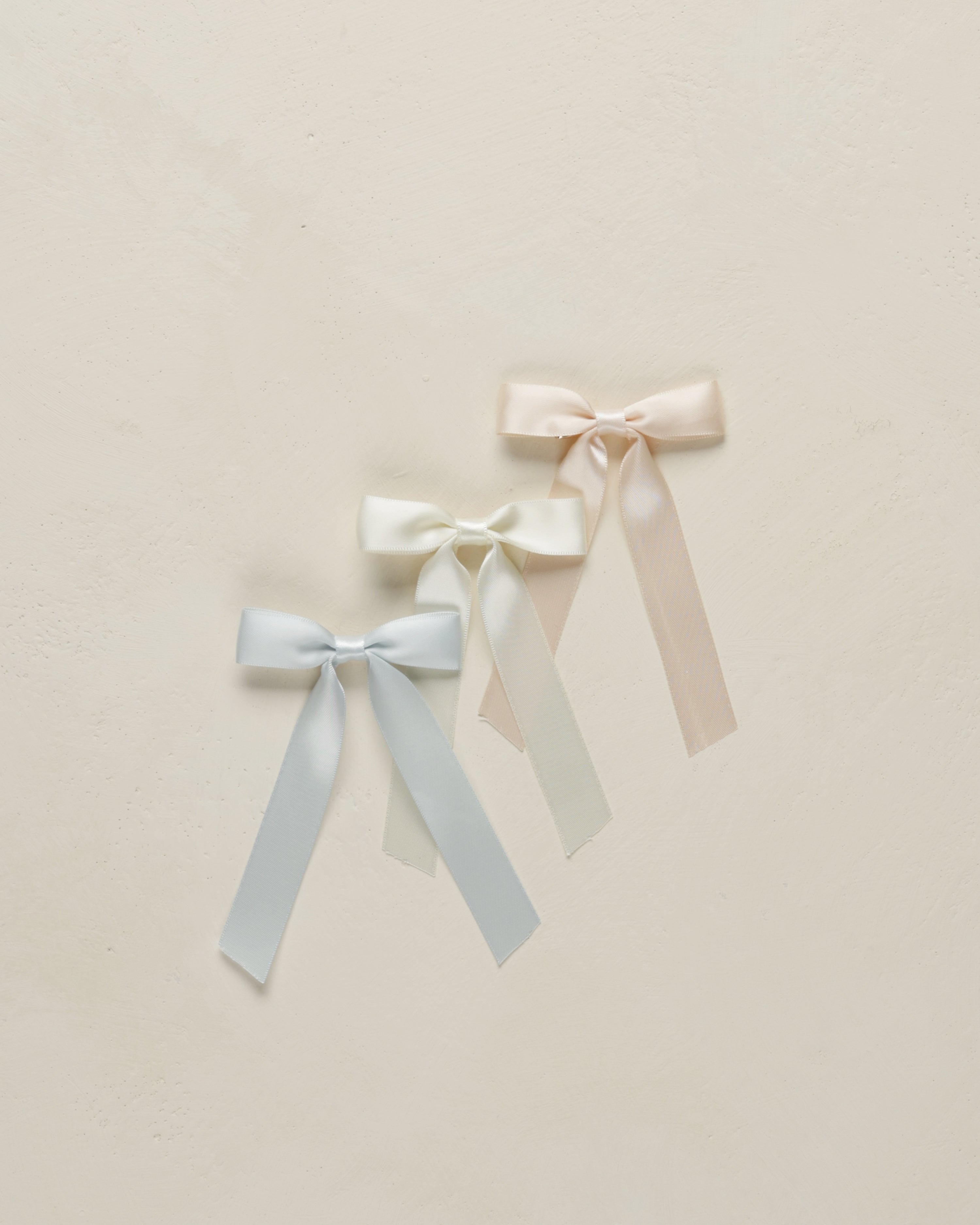 Satin Ribbon Bow- Blush, Ivory, Powder Blue