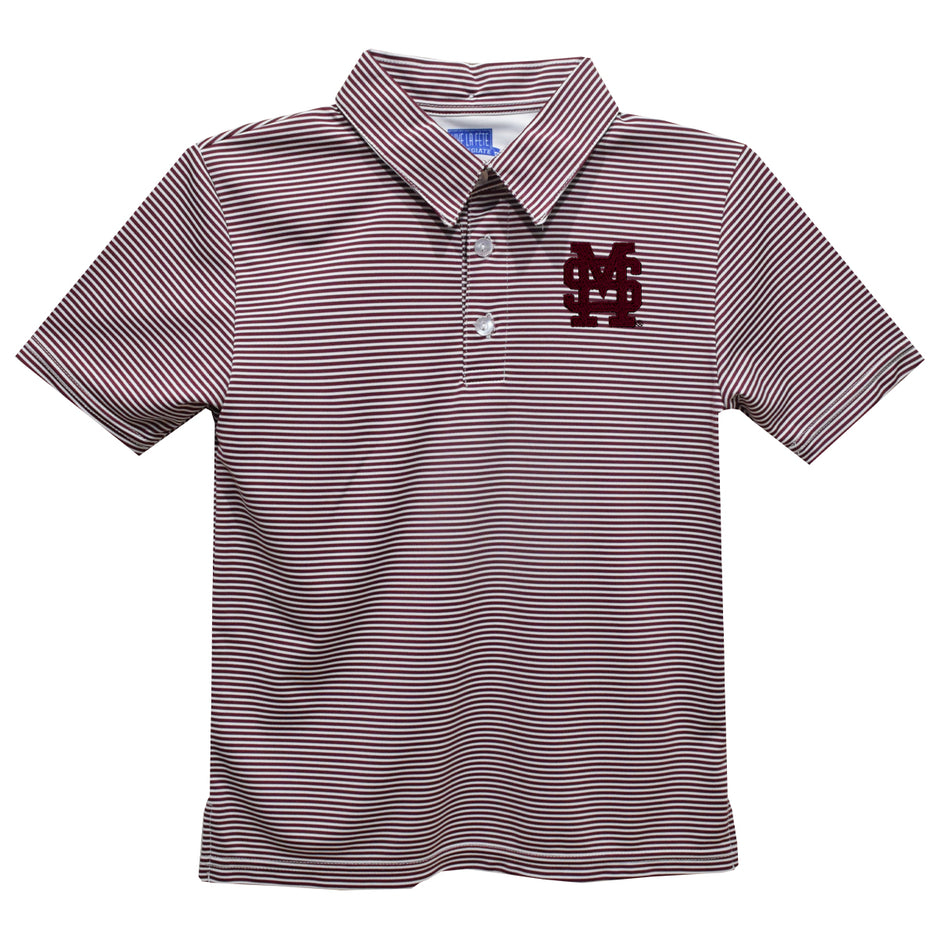 Ted Stripe Polo Mississippi State Bulldogs Embroid