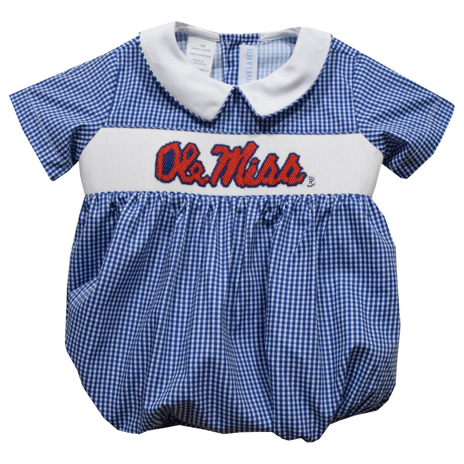 Noah Boys Bubble Ole Miss Rebels Smocked Navy Gingh