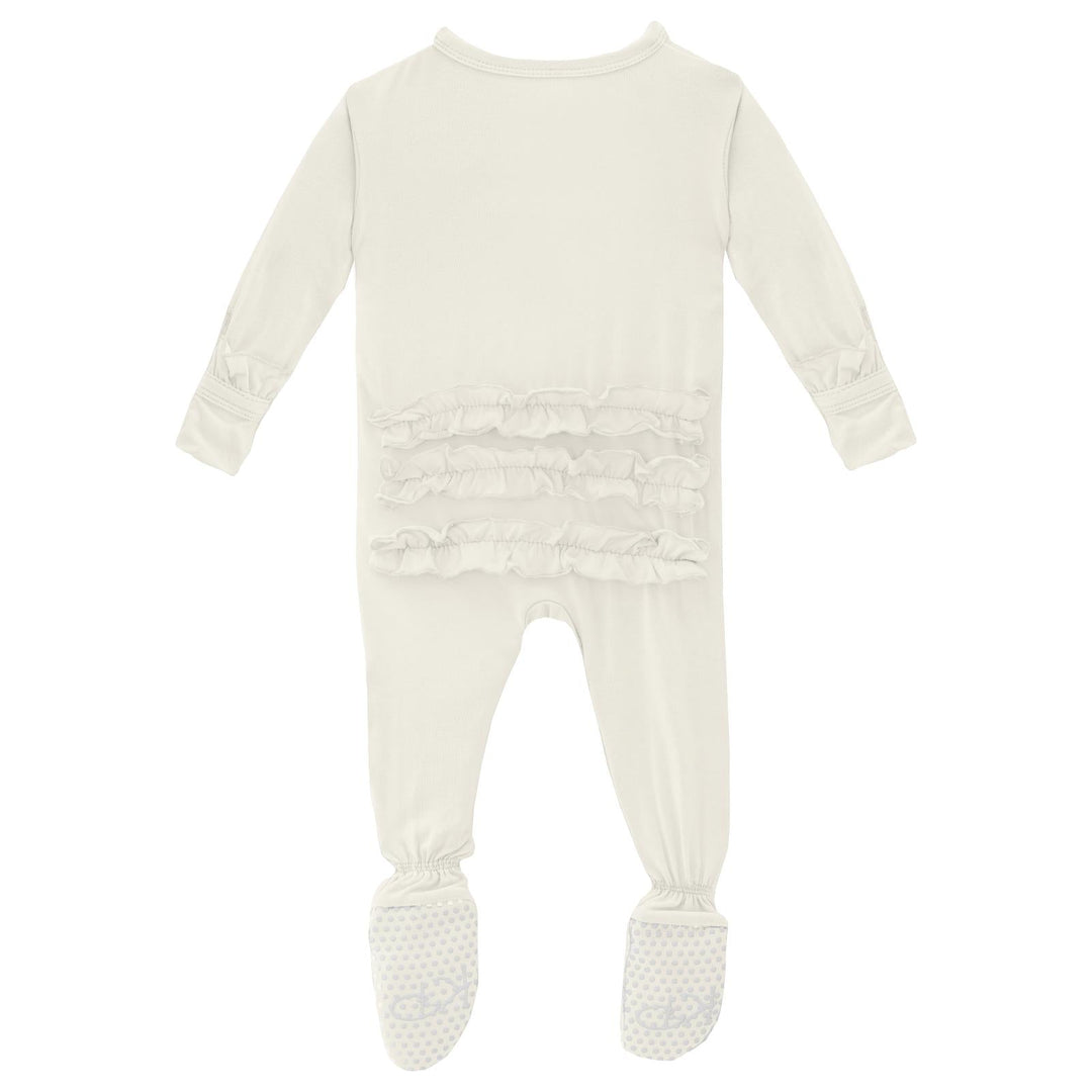 Muffin Ruffle Footie with 2 Way Zipper in Natural