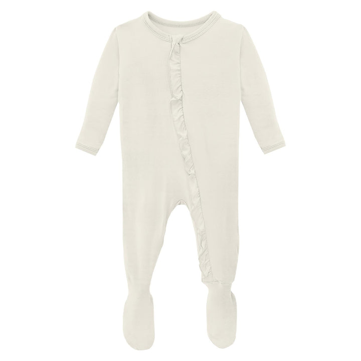 Muffin Ruffle Footie with 2 Way Zipper in Natural