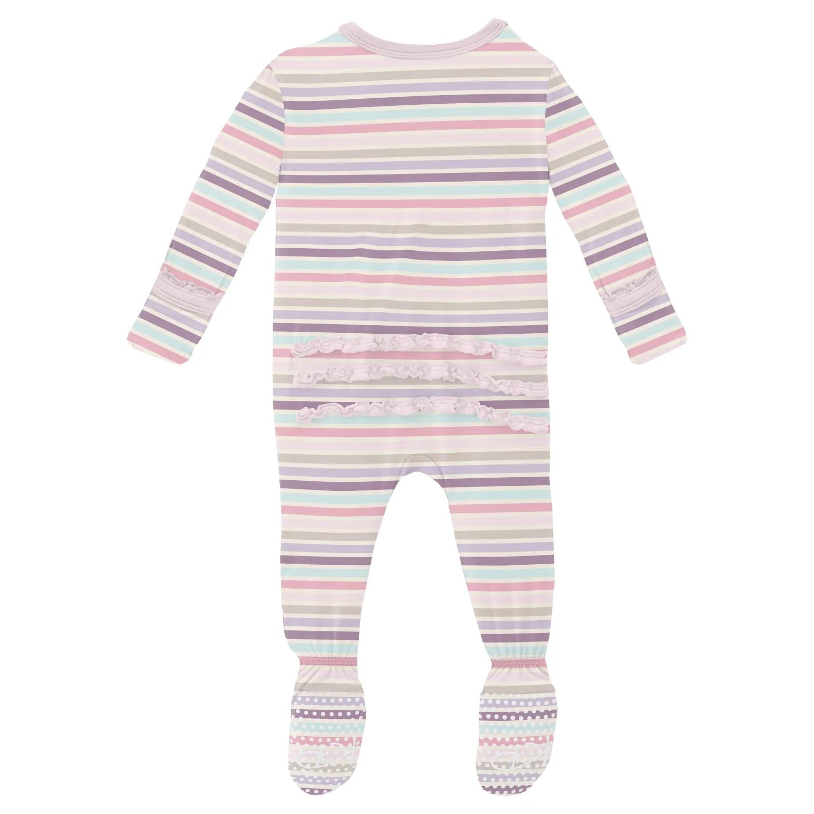 Muffin Ruffle Footie w/2 Way Zip- Ice Cream Stripe