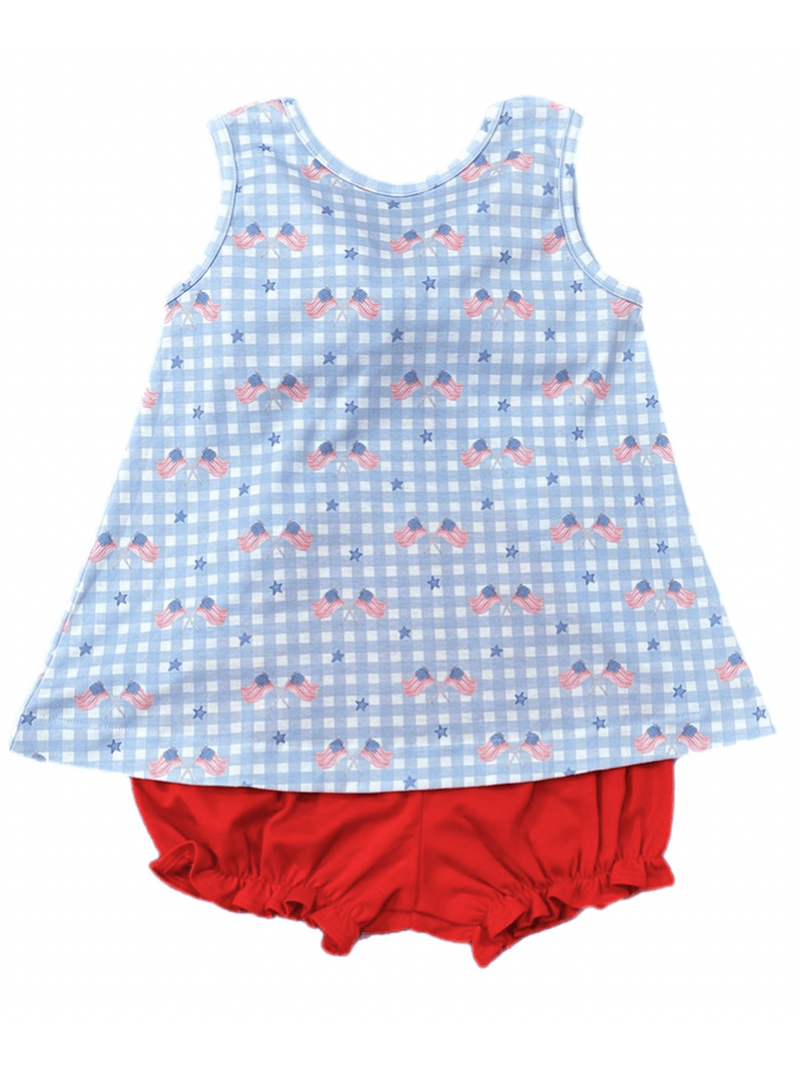 Patriotic Gingham Bloomer Set