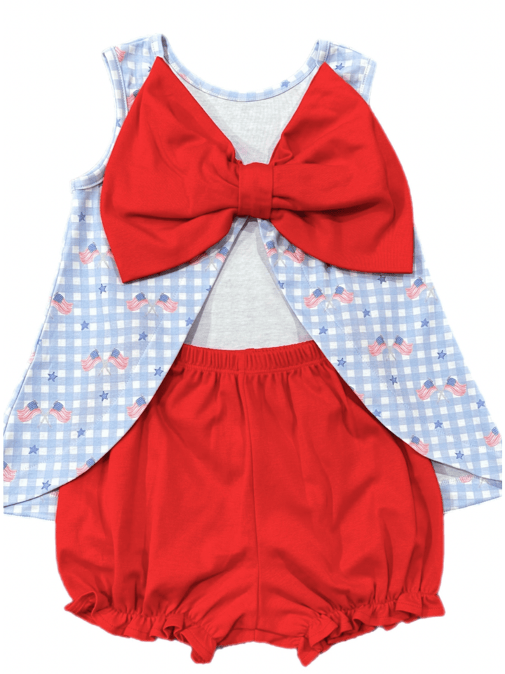 Patriotic Gingham Bloomer Set